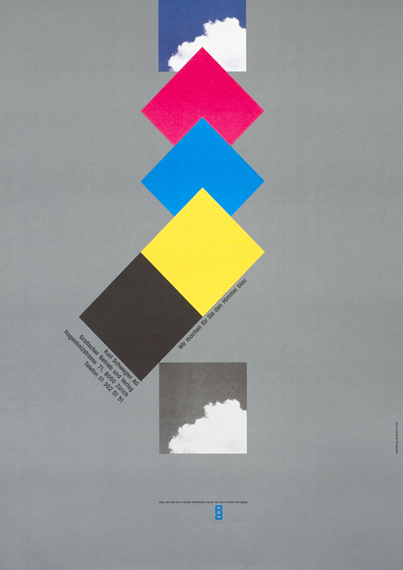 Yellow, blue, red, squares on gray background