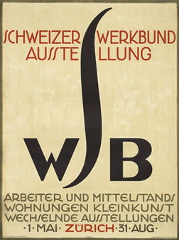 Typographic poster with beautiful Vienna Secession style S; brown, black, red