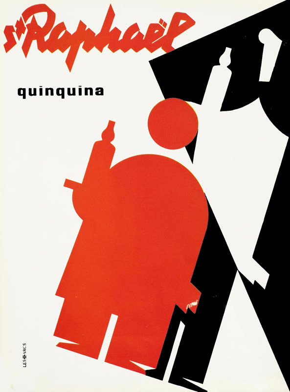 Two waiters with trays, one short, one tall: red, black, white