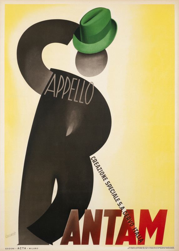 Abstract man with cane tips hat; yellow, red, green