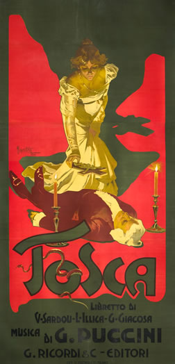 Heroine lays cross on the dead villain; red, green, yellow